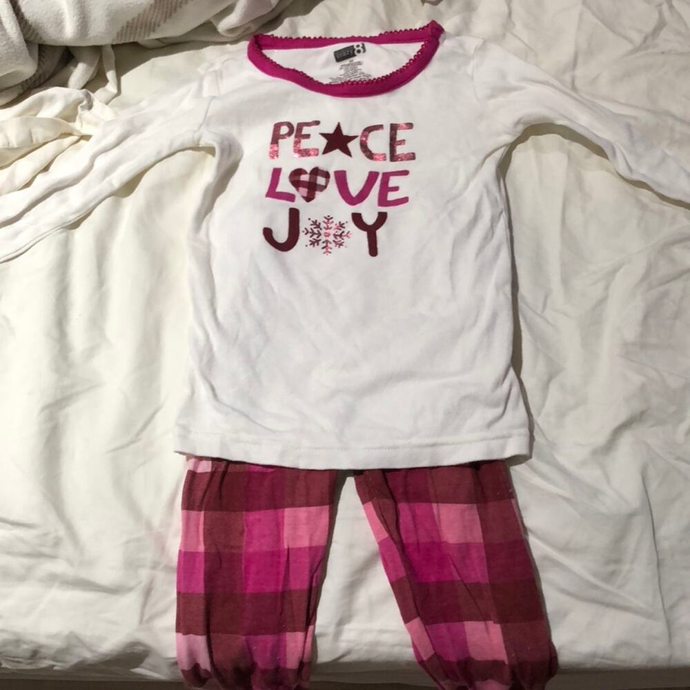 Crazy 8 Christmas pjs peace love joy worn once 3t